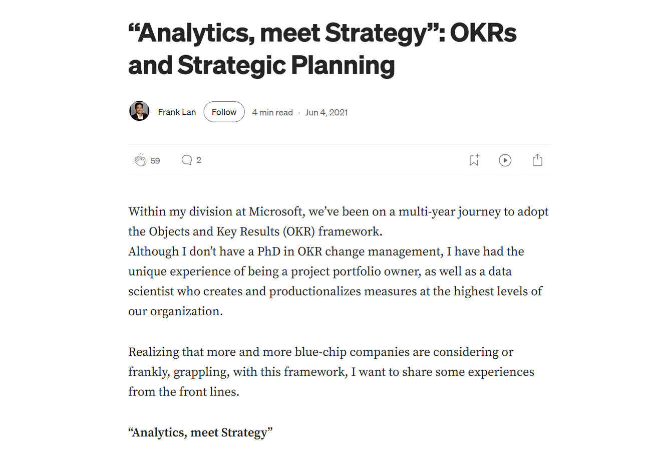Medium: OKRs and Strategy
